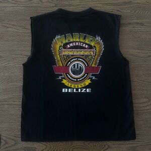 Vintage 2000s Harley-Davidson Flaming Wings Cutoff Tank Yazbek Heavyweight Tag M